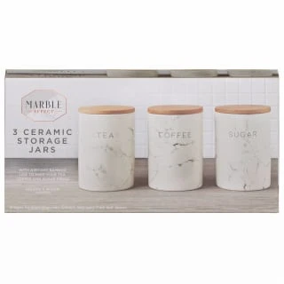 B&M Marble Effect Kitchen Canisters 3pc - Image 2