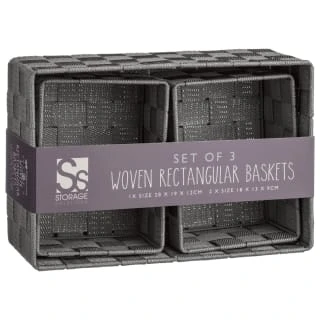 B&M Woven Storage Baskets 3pk - Silver