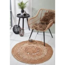 B&M Maya Woven Jute Rug 1m - Natural