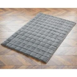 B&M Grid Faux Fur Rug 60 X 110cm - Grey
