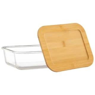 B&M Rectangular Glass Food Containers With Bamboo Lids 2pk - Image 3
