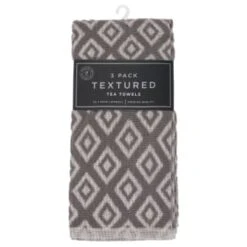 B&M Grey Textured Tea Towels 3pk