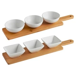 B&M Set Of 3 Serving Bowls With Bamboo Tray - Square - Image 5