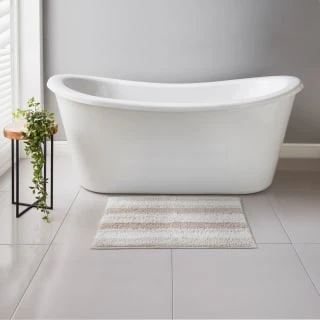 B&M Newbury Stripe Bath Mat 50 X 80cm - Neutral