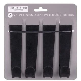 B&M Velvet Overdoor Hooks 4pk - Black - Image 3