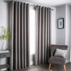 B&M Oxford Grey Black Out Curtains With Eyelets 66 X 72"