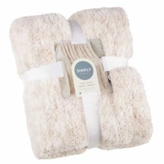 B&M Simply Two Tone Teddy Throw - Natural