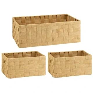 B&M Caen Set Of 3 Paper Rope Baskets - Natural